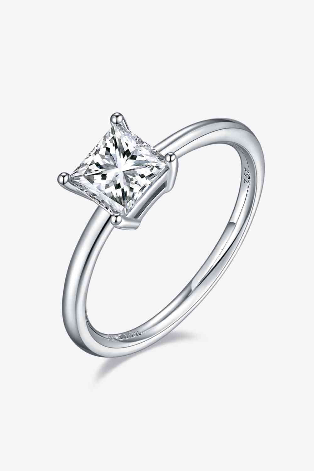 1 Carat Moissanite 925 Sterling Silver Solitaire Ring Square