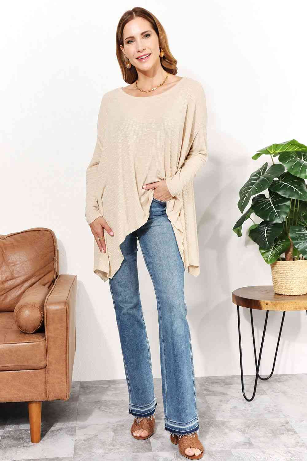 HEYSON Full Size Oversized Super Soft Ribbed Top