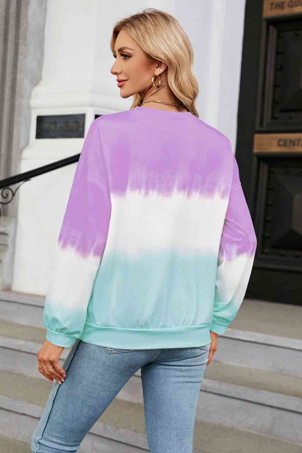 Gradient Round Neck Long Sleeve Sweatshirt