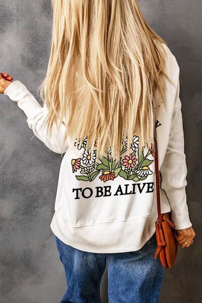 BEAUTIFUL DAY TO BE ALIVE Half Snap Hoodie White