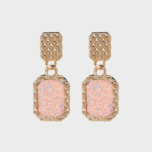 Geometric Alloy Dangle Earrings Blush Pink One Size