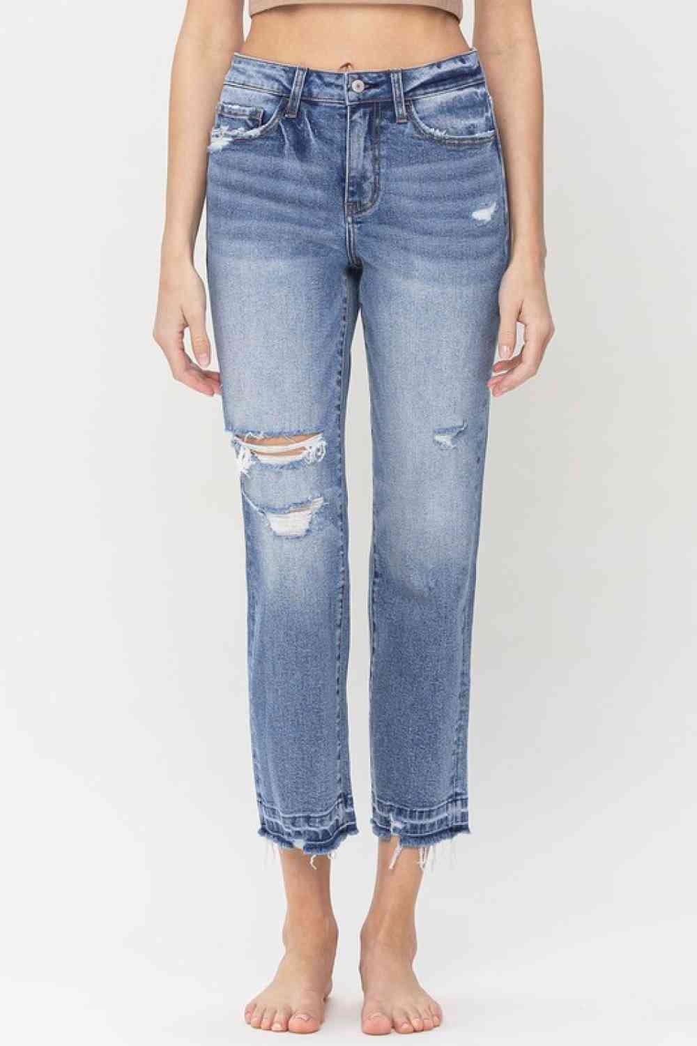 Lovervet Full Size Lena High Rise Crop Straight Jeans Medium