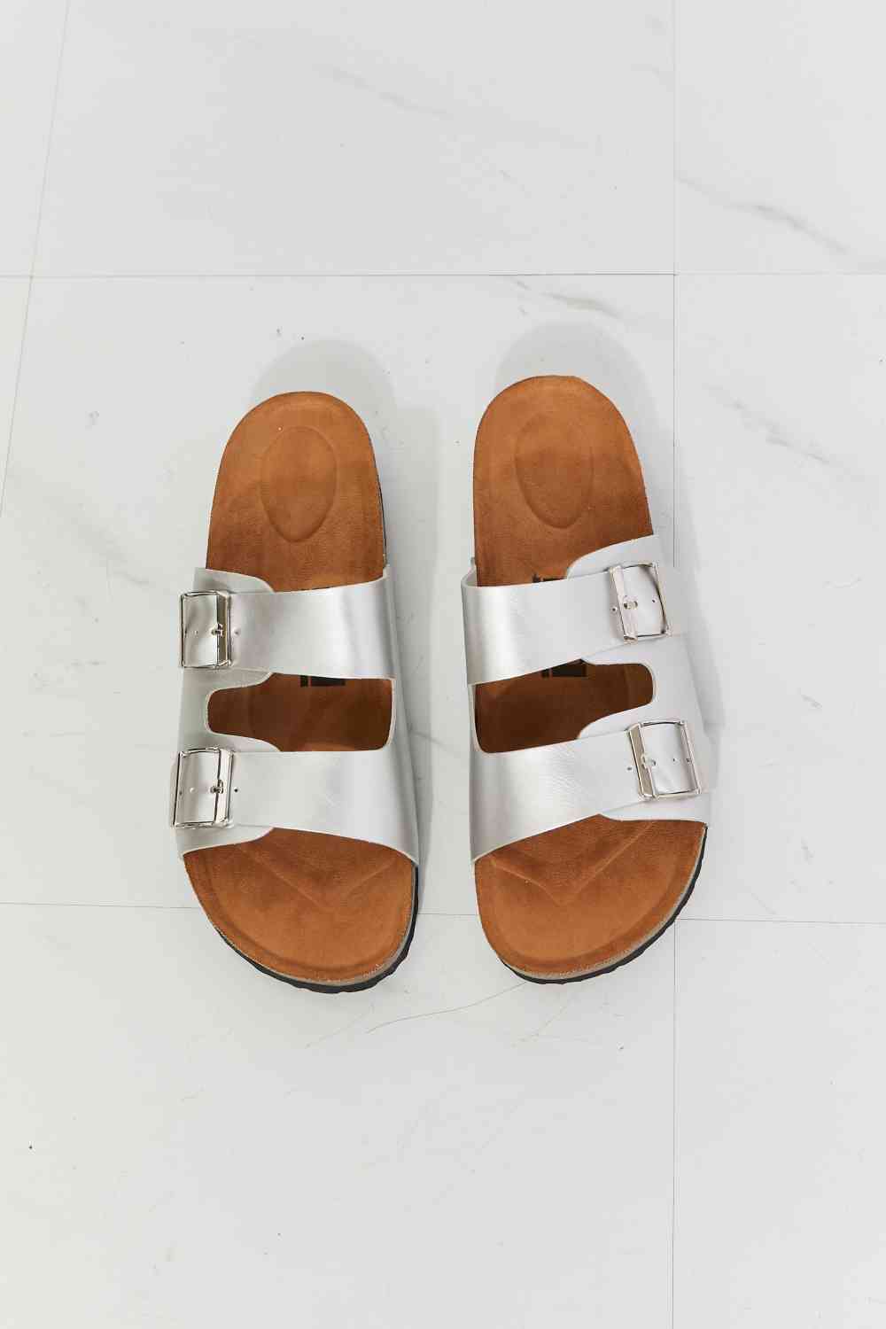 MMShoes Best Life Double-Banded Slide Sandal in Silver