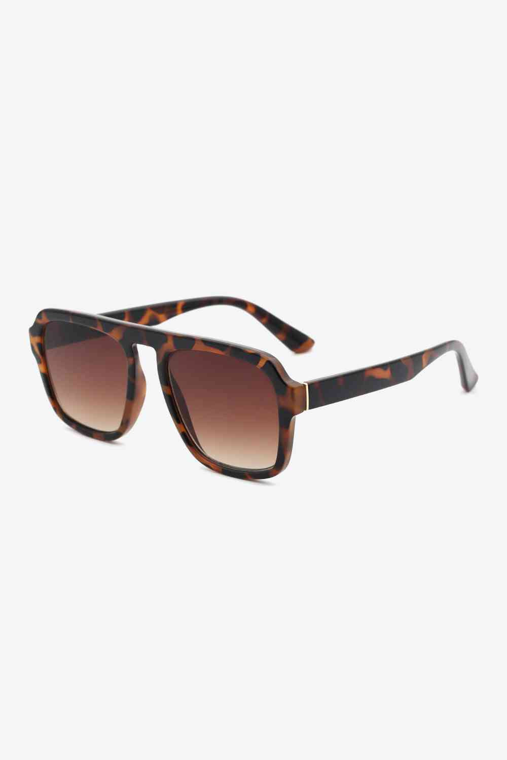 Tortoiseshell Square Polycarbonate Frame Sunglasses Ochre One Size