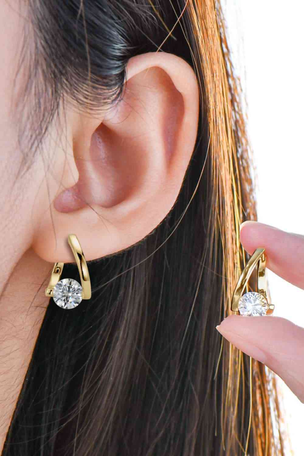 2 Carat Moissanite 925 Sterling Silver Heart Earrings Gold One Size
