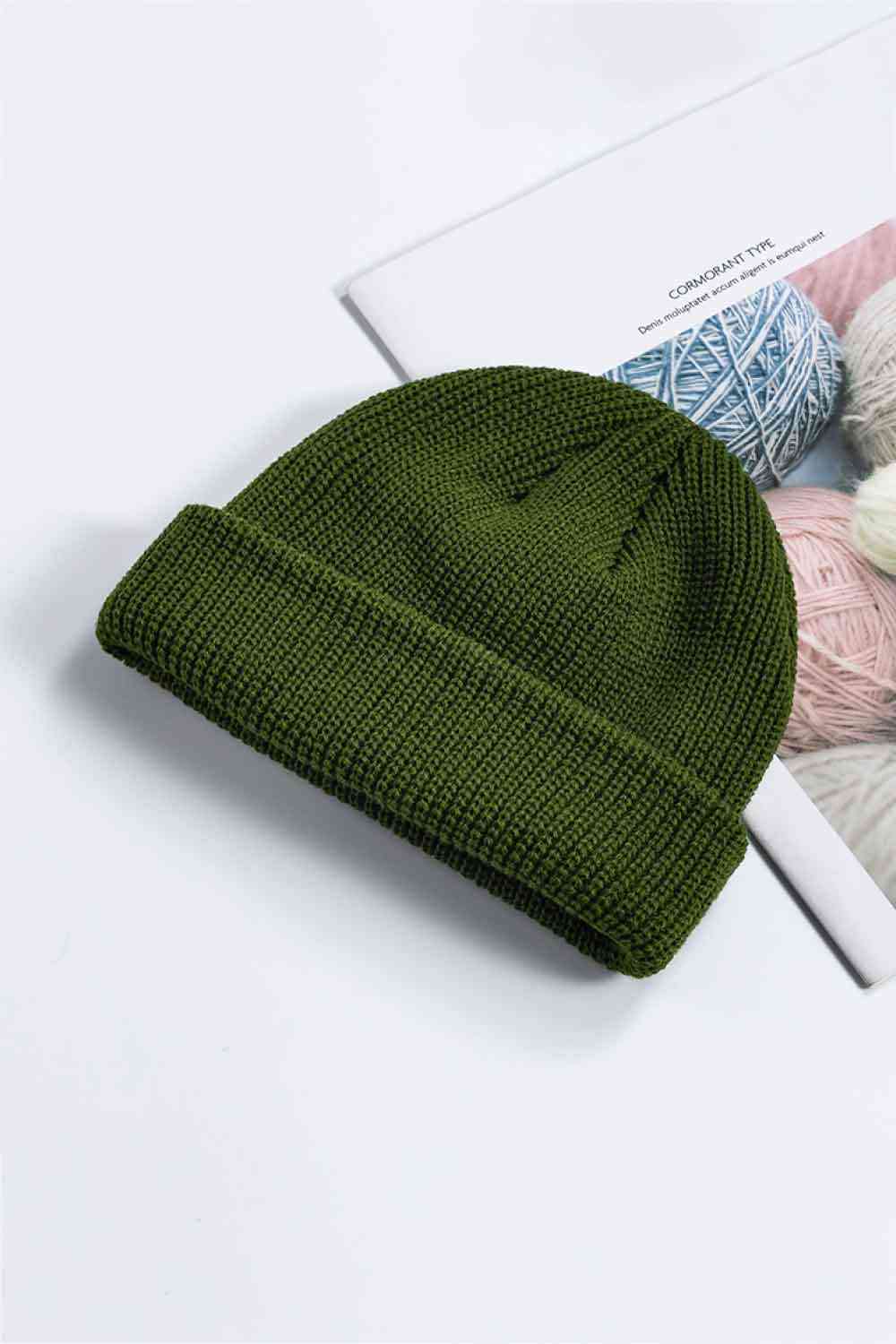 Cozy Rib-Knit Cuff Beanie Olive One Size