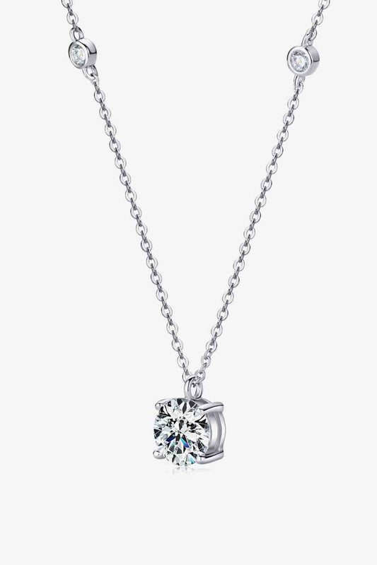 2 Carat Moissanite 4-Prong 925 Sterling Silver Necklace Silver One Size