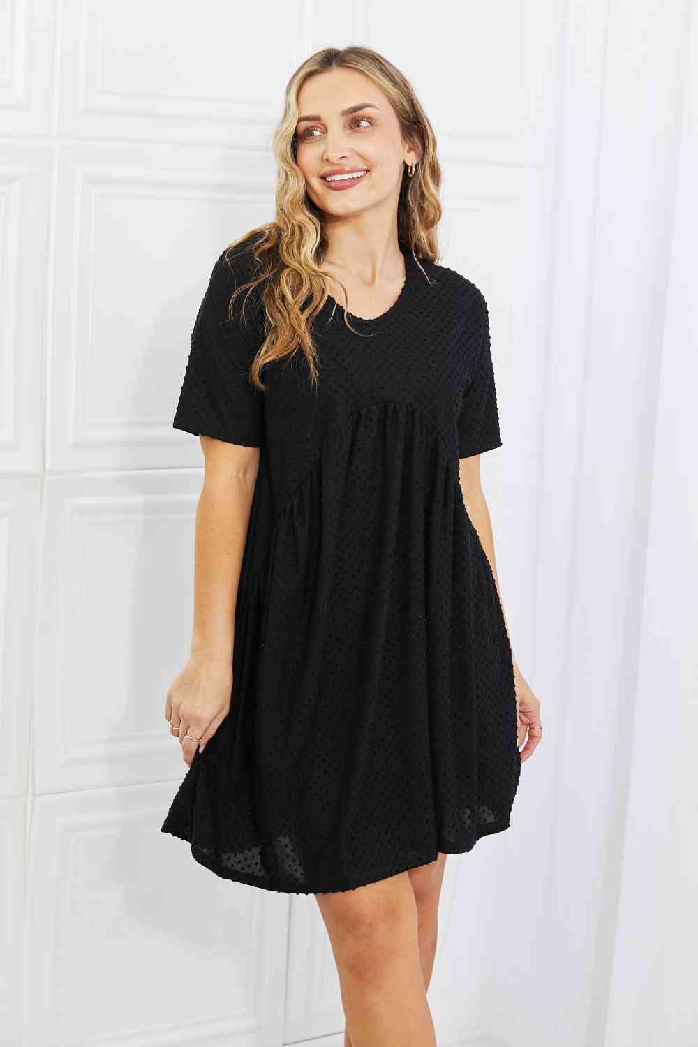 BOMBOM Another Day Swiss Dot Casual Dress in Black Black