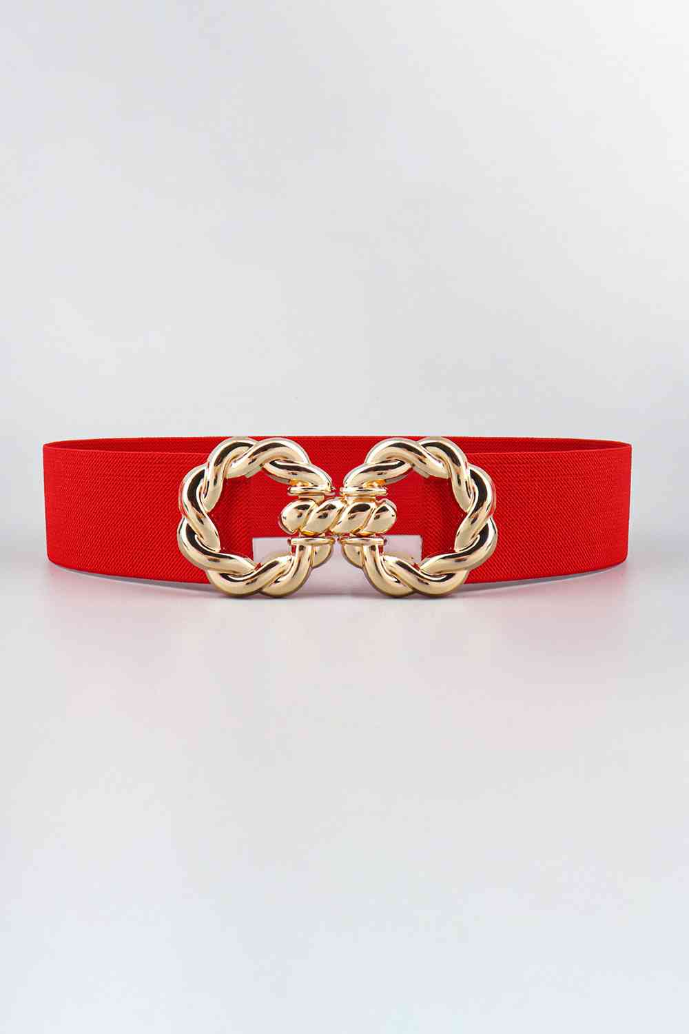 Zinc Alloy Buckle Elastic Belt Red One Size