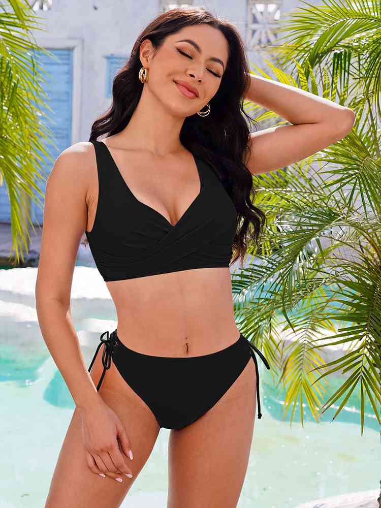 Lace-Up Bikini Set Black