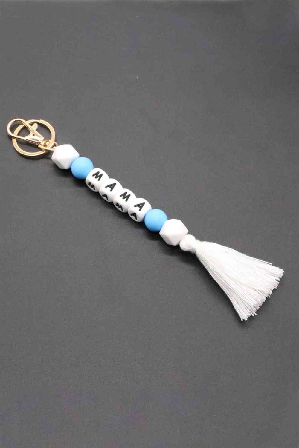 Assorted 2-Pack Mama Beaded Tassel Keychain Pastel Blue One Size