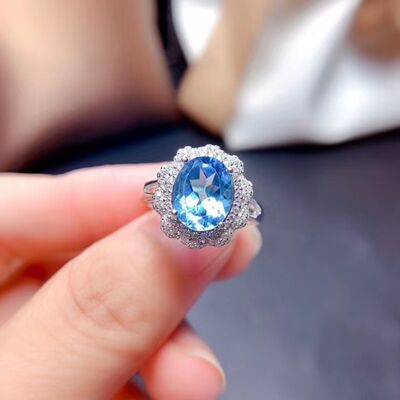 Platinum-Plated Artificial Gemstone Ring Silver One Size