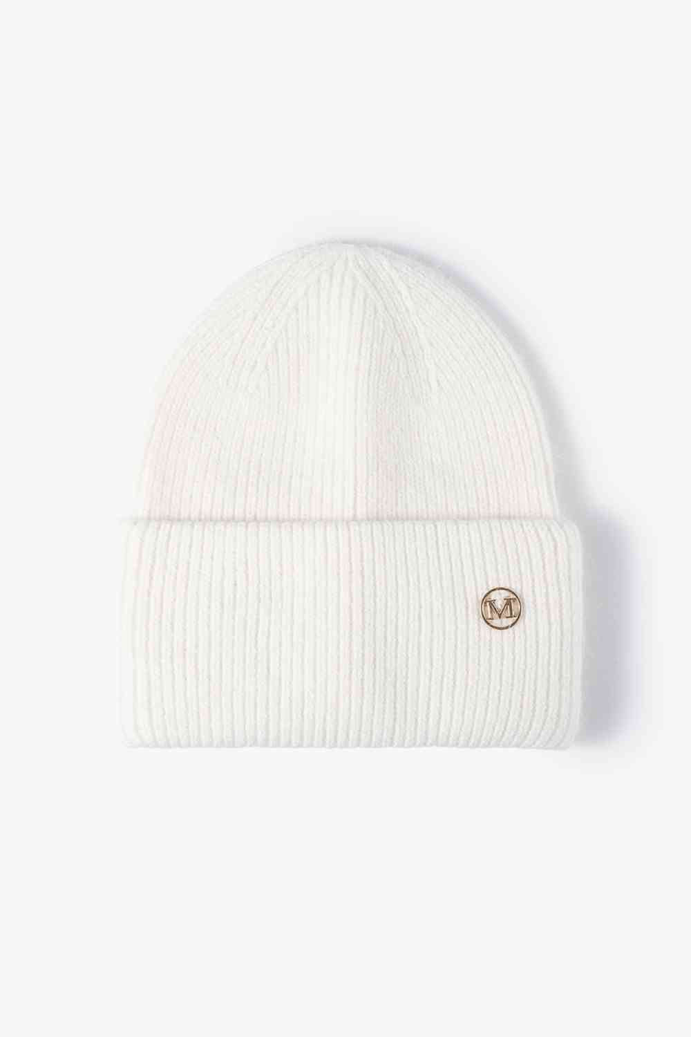 M Rib-Knit Cuff Beanie White One Size