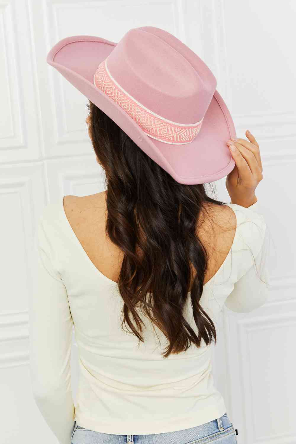 Fame Western Cutie Cowboy Hat in Pink Blush Pink One Size