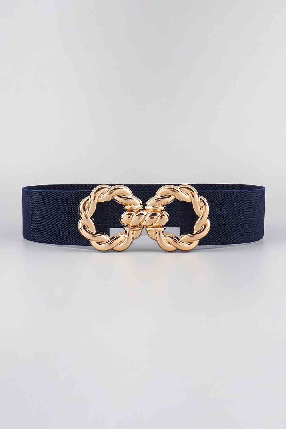 Zinc Alloy Buckle Elastic Belt Dark Navy One Size