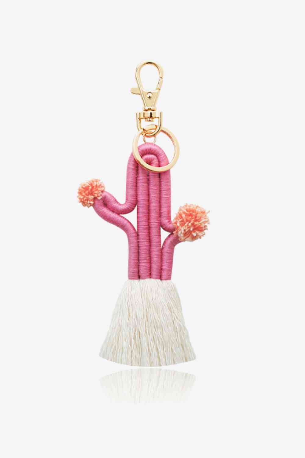 Cactus Keychain with Fringe Fuchsia Pink One Size