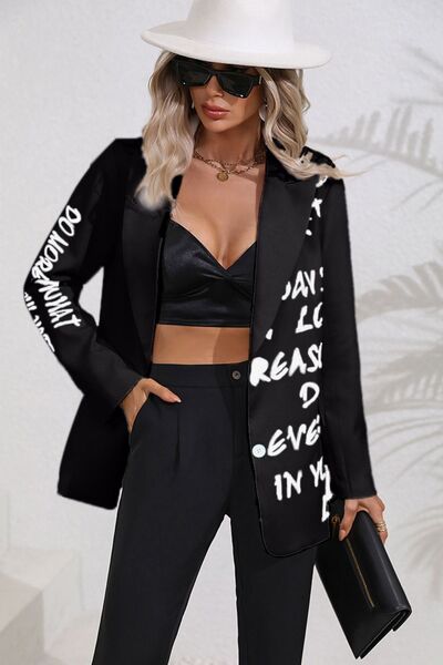 Letter Graphic Button Up Blazer