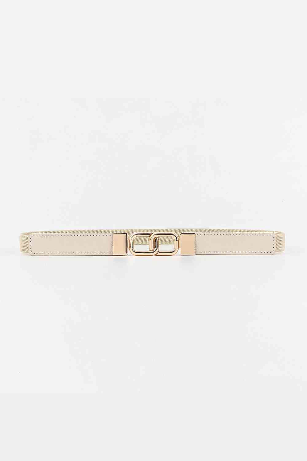 Geometric Double Buckle Elastic Belt Cream One Size