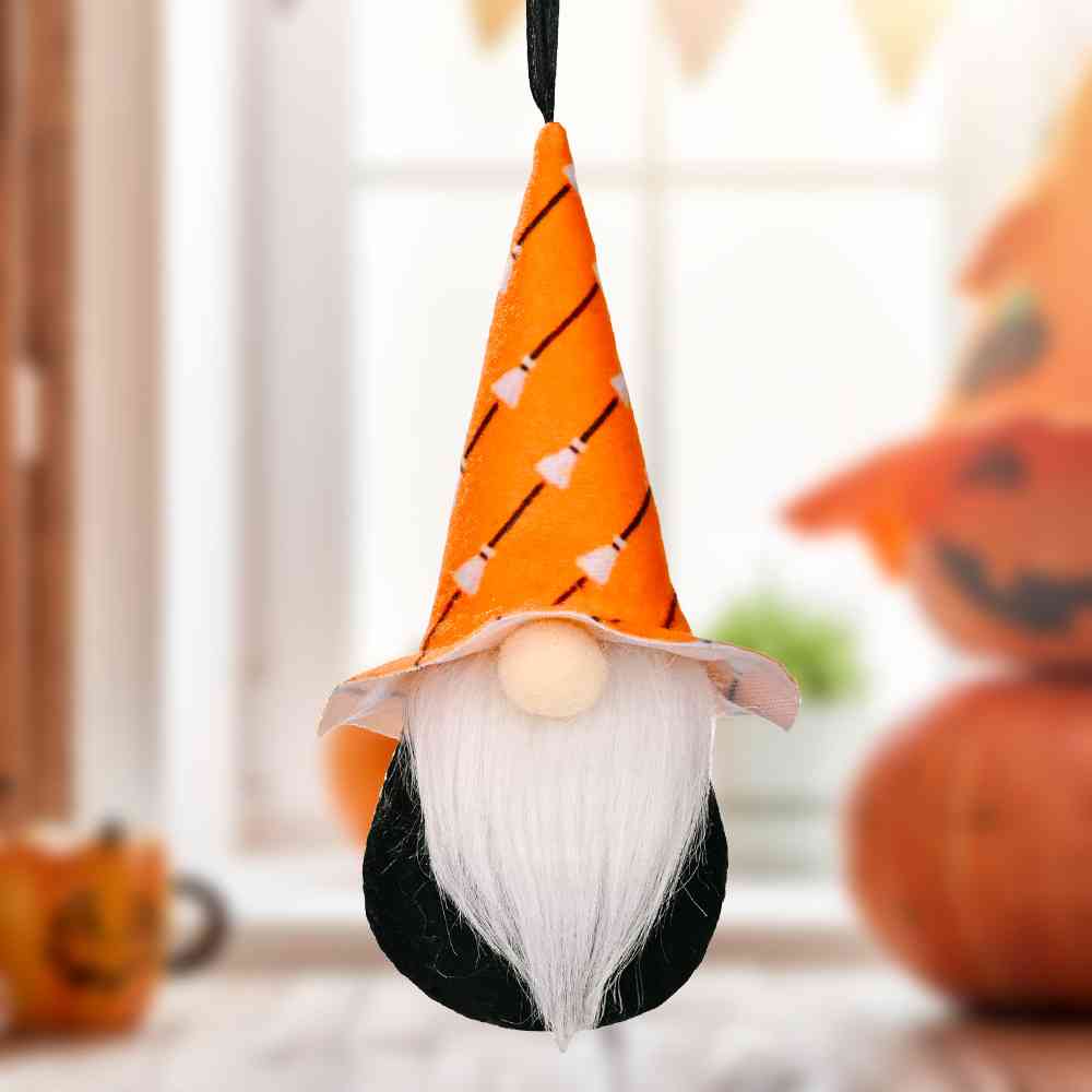 Assorted 2-Piece Halloween Element Gnome Hanging Widgets Orange/Broom One Size