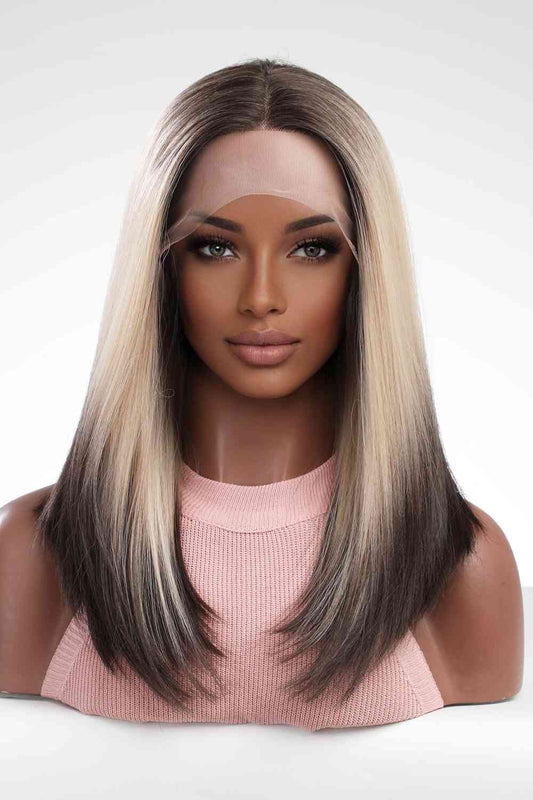 13*2" Lace Front Wigs Synthetic Long Straight 16" 150% Density Blonde/Brown One Size