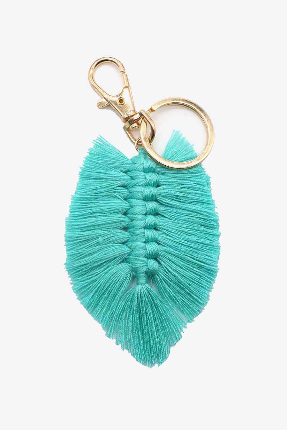 Assorted 4-Pack Leaf Shape Fringe Keychain Turquoise One Size