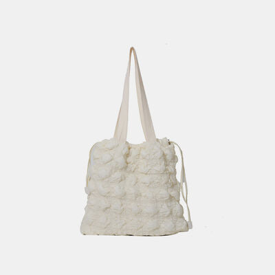 Drawstring Quilted Shoulder Bag White One Size