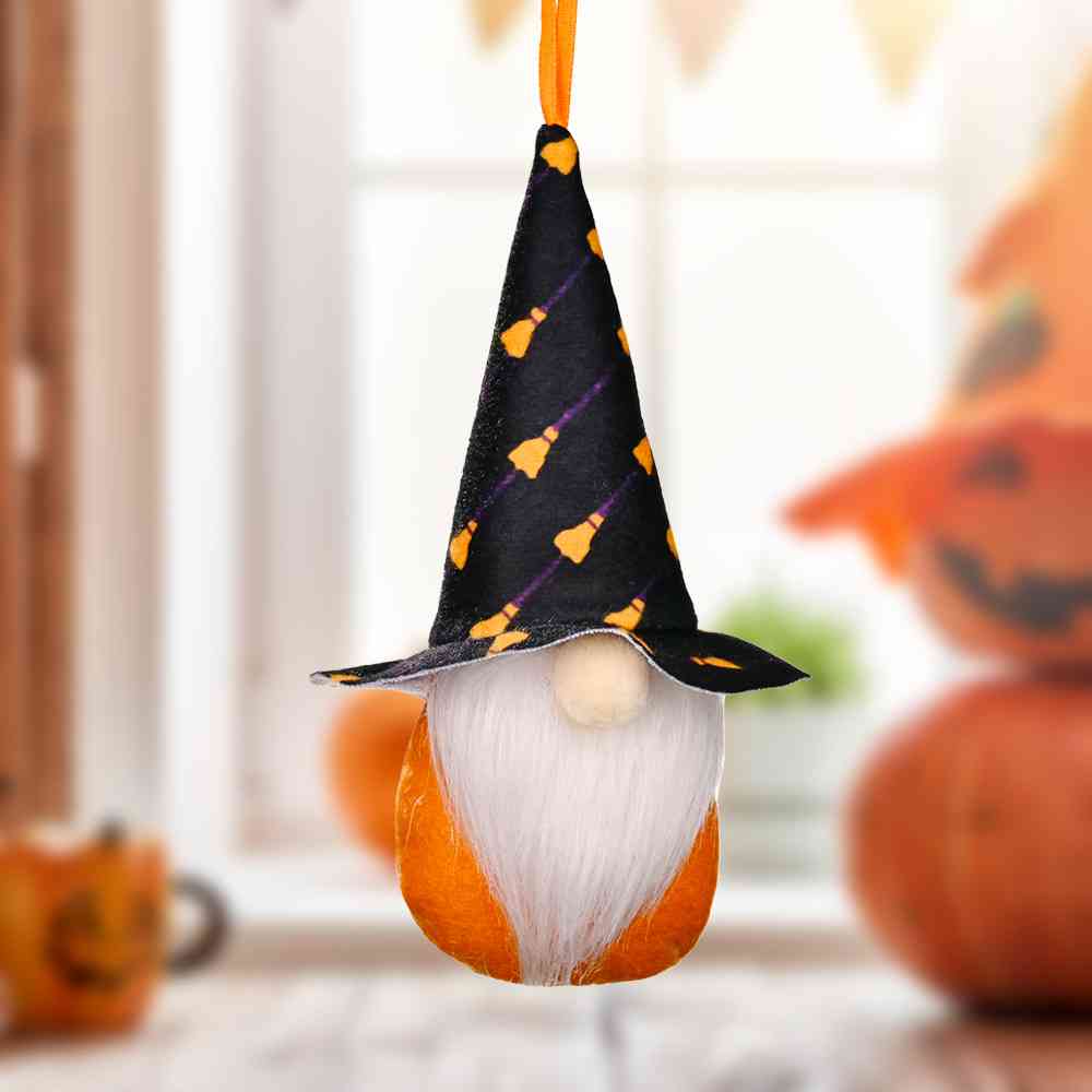 Assorted 2-Piece Halloween Element Gnome Hanging Widgets Black/Broom One Size