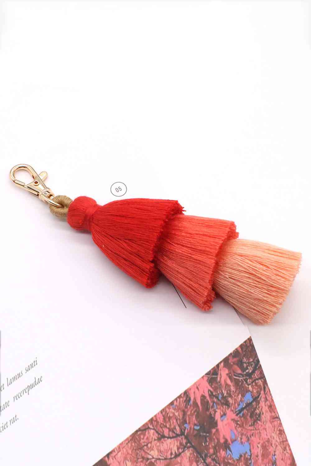 Assorted 4-Pack Multicolored Fringe Keychain Red One Size