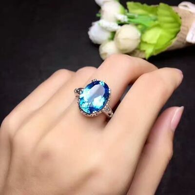 Platinum-Plated Artificial Gemstone Ring Silver One Size