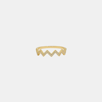 Wave Shape 925 Sterling Silver Ring Gold