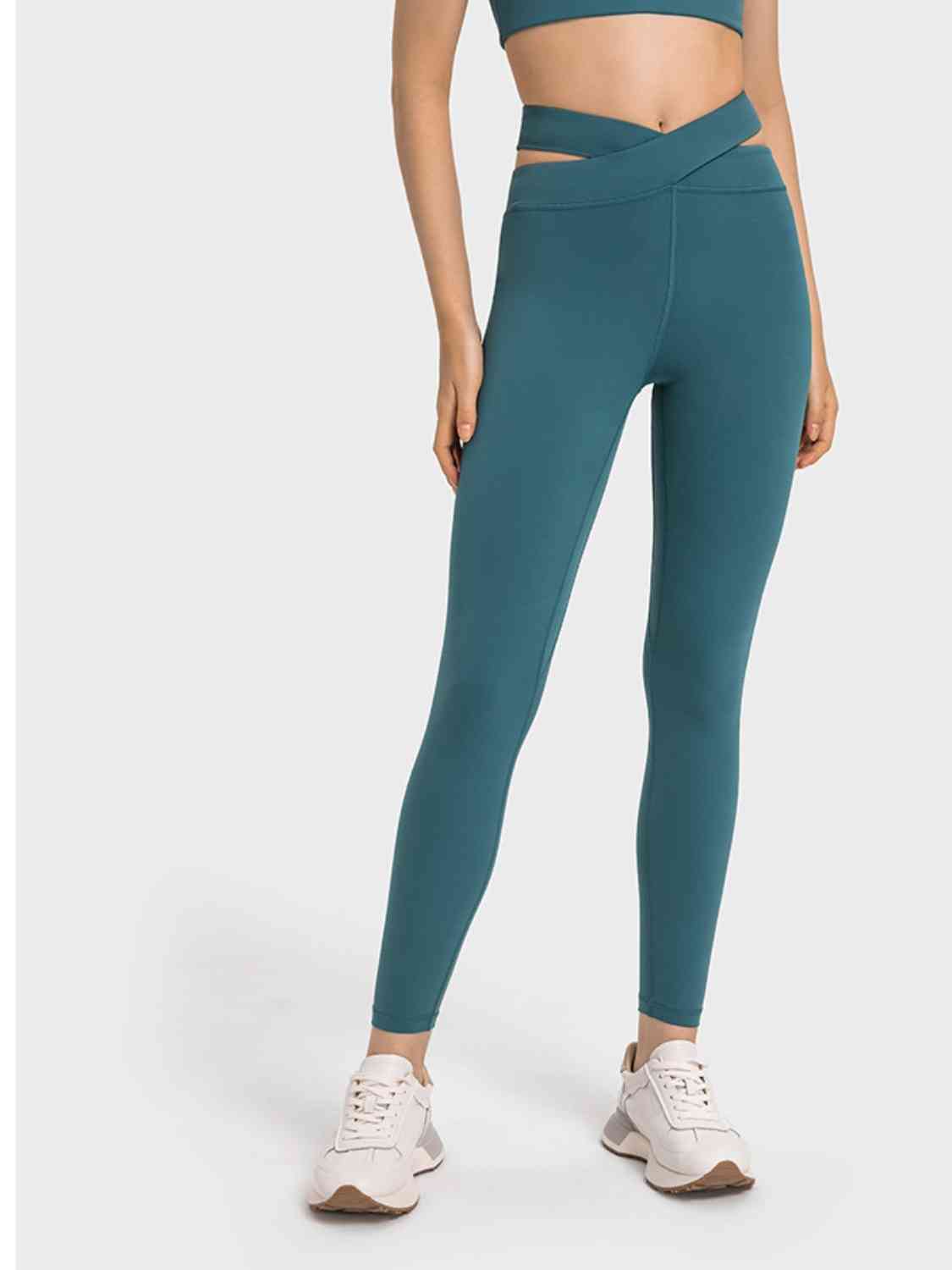 Crisscross Cutout Sports Leggings Teal