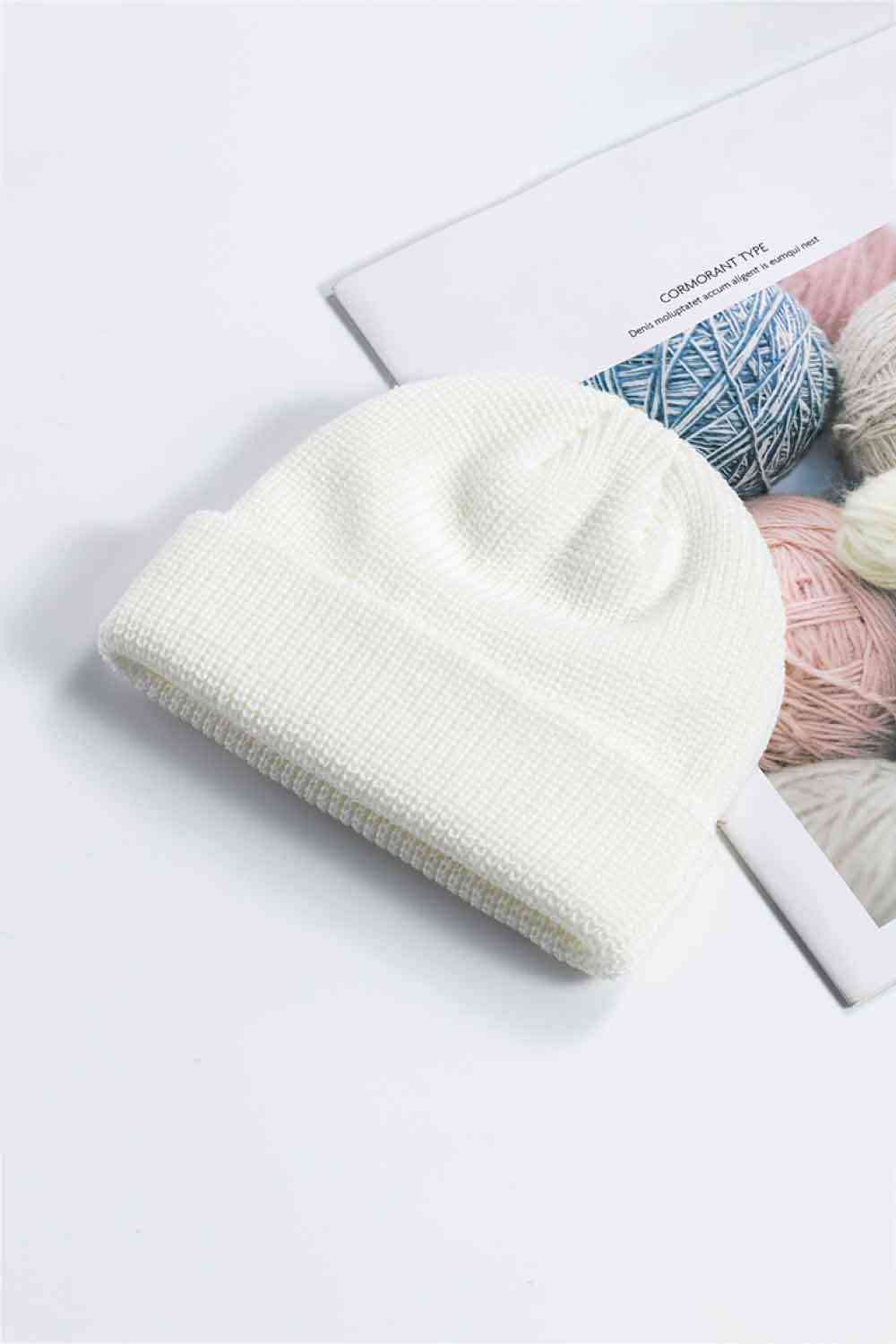 Cozy Rib-Knit Cuff Beanie White One Size