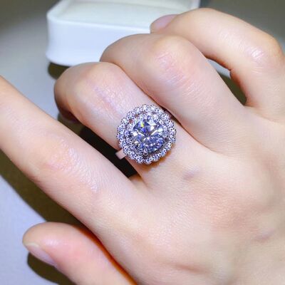 2 Carat Moissanite 925 Sterling Silver Ring Silver