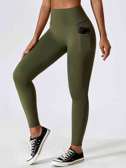 Wide Waistband Sports Pants Army Green