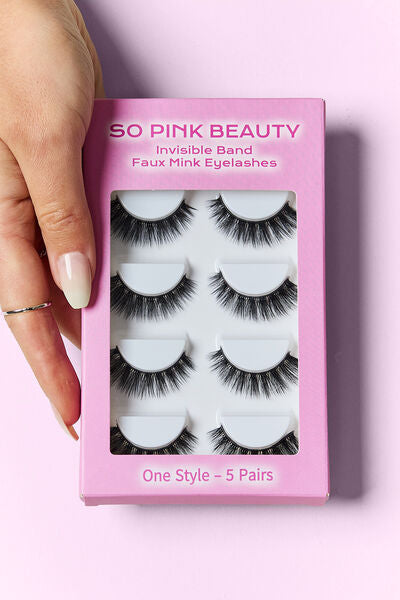 SO PINK BEAUTY Faux Mink Eyelashes 5 Pairs Boss Babe One Size