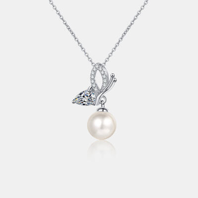 Natural Pearl Pendant Moissanite 925 Sterling Silver Necklace Silver One Size