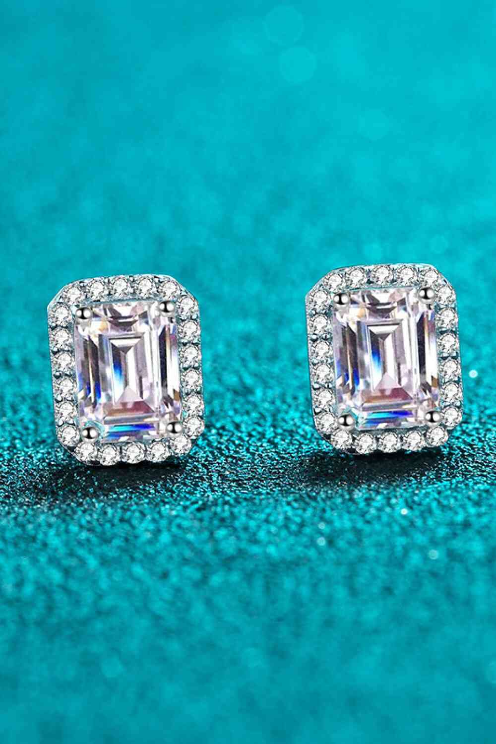 Adored 1 Carat Moissanite Rhodium-Plated Square Stud Earrings Silver One Size