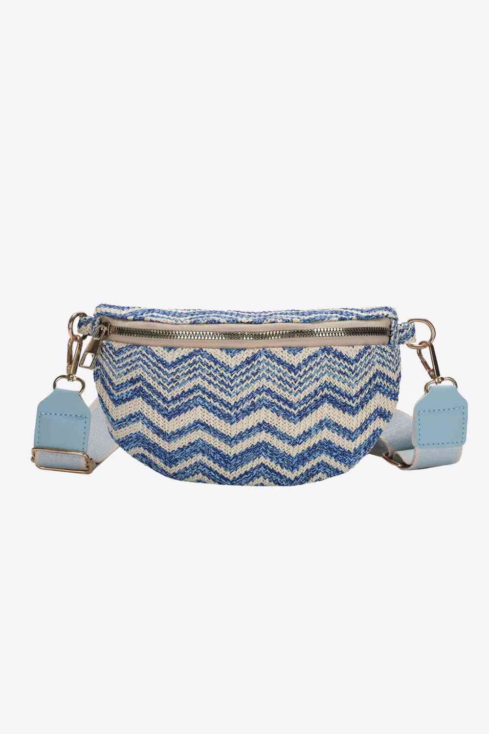 Adored Chevron Straw Sling Bag Pastel Blue One Size