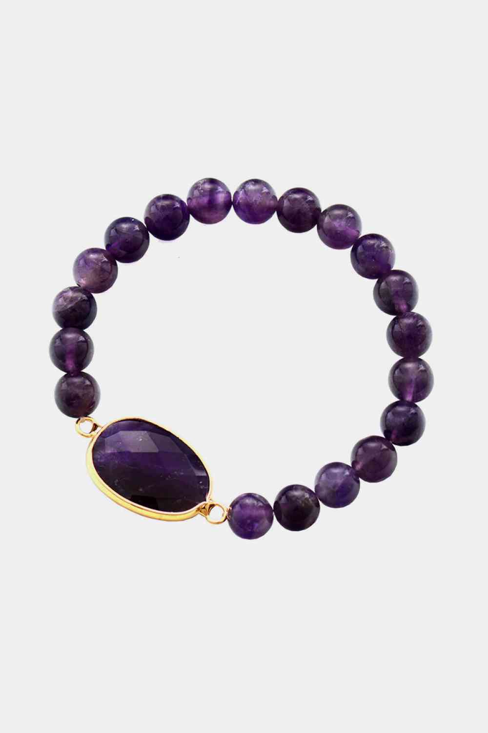 Handmade Amethyst Beaded Bracelet Violet One Size