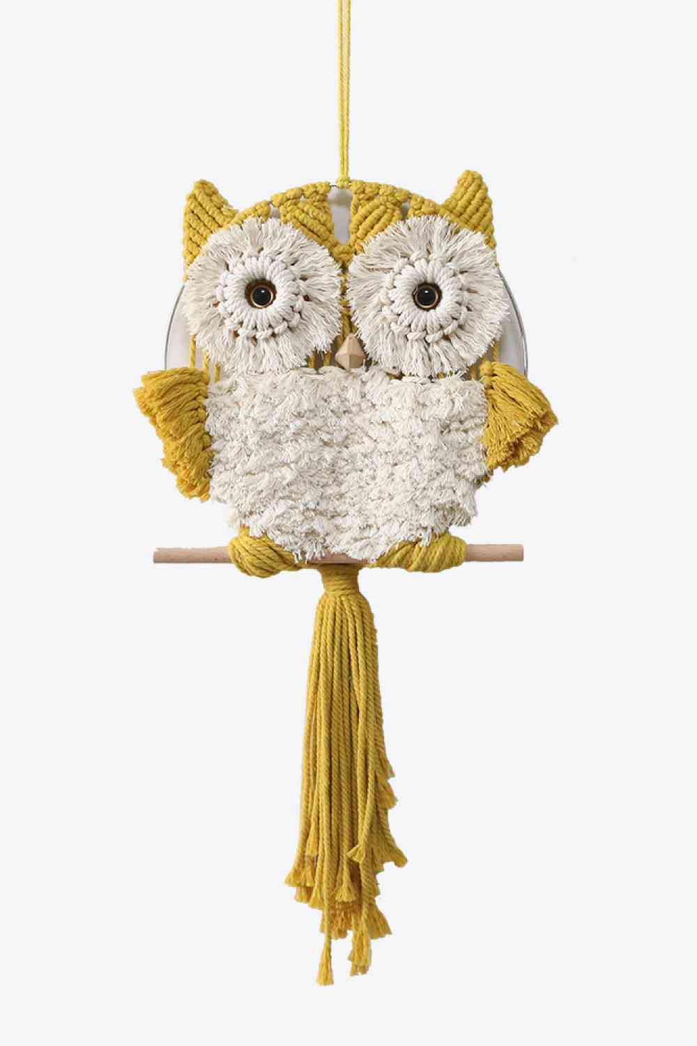 Hand-Woven Tassel Owl Macrame Wall Hanging Sherbet One Size