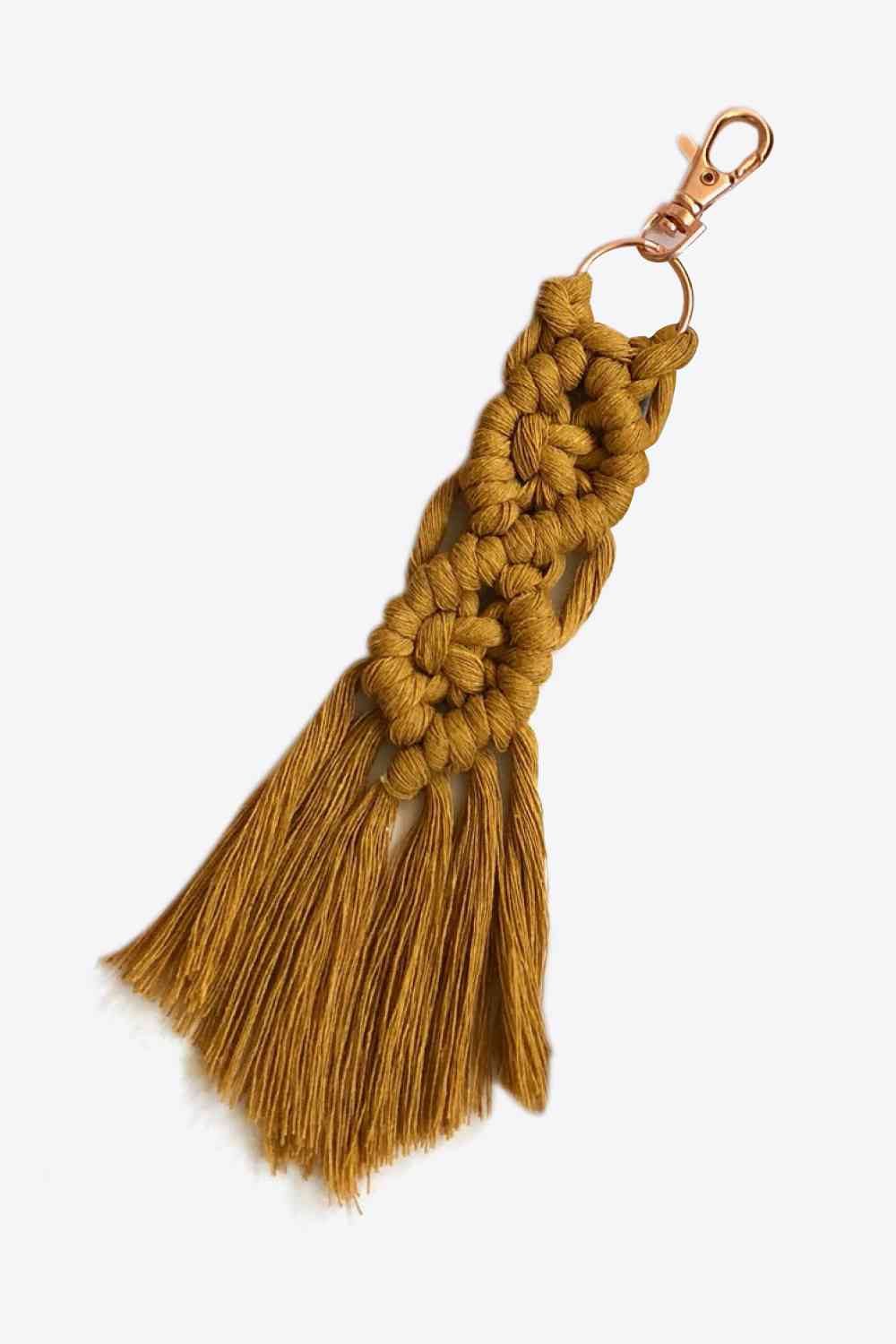 Assorted 4-Pack Macrame Fringe Keychain Caramel One Size