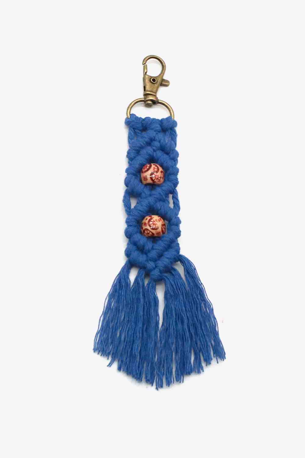 Assorted 4-Pack Handmade Macrame Fringe Keychain Peacock Blue One Size