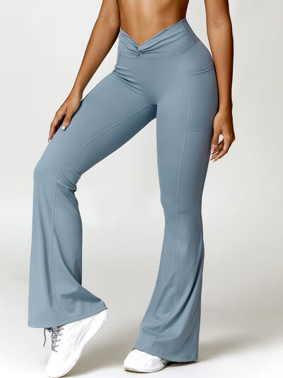 Twisted High Waist Active Pants with Pockets