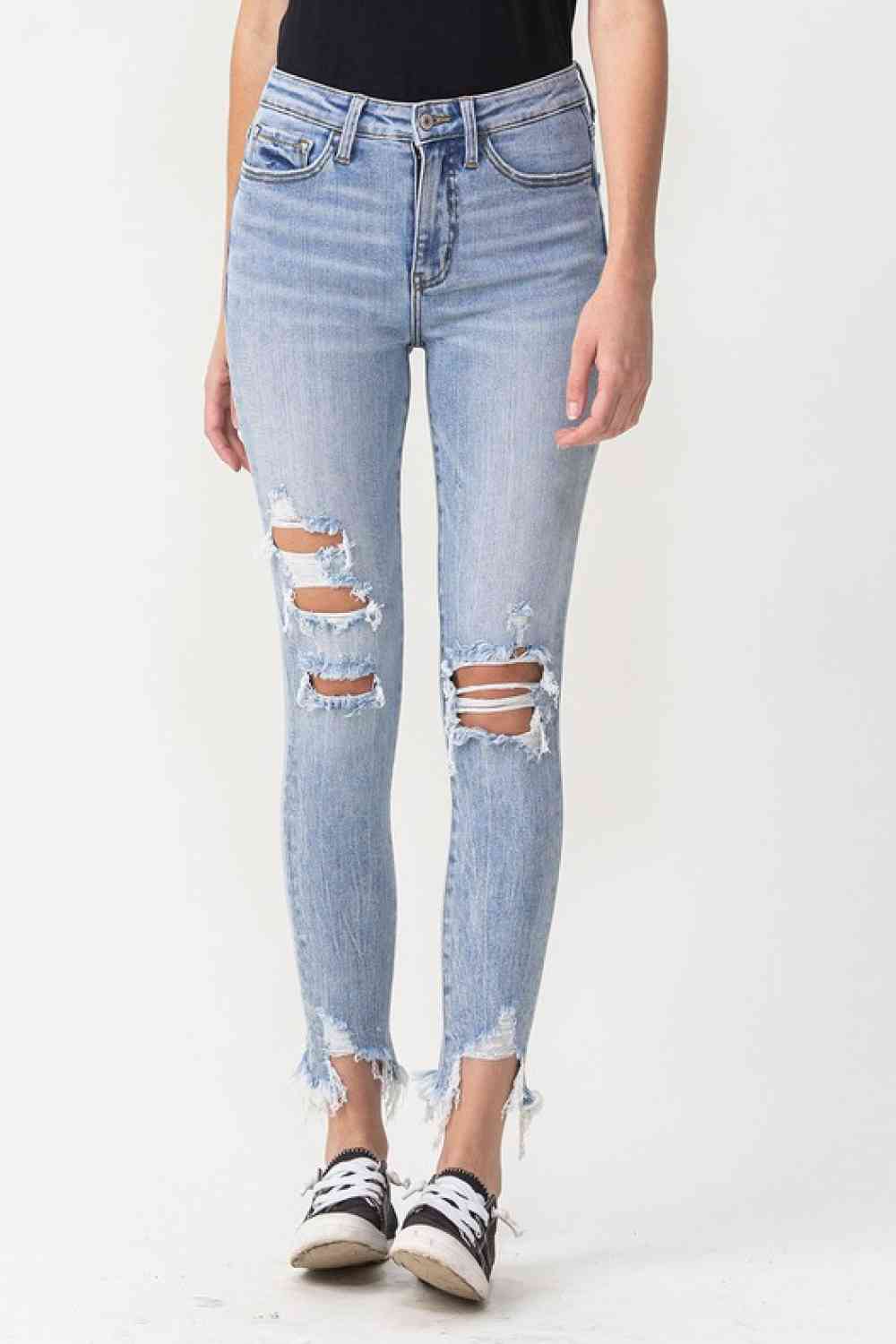 Lovervet Full Size Lauren Distressed High Rise Skinny Jeans Light