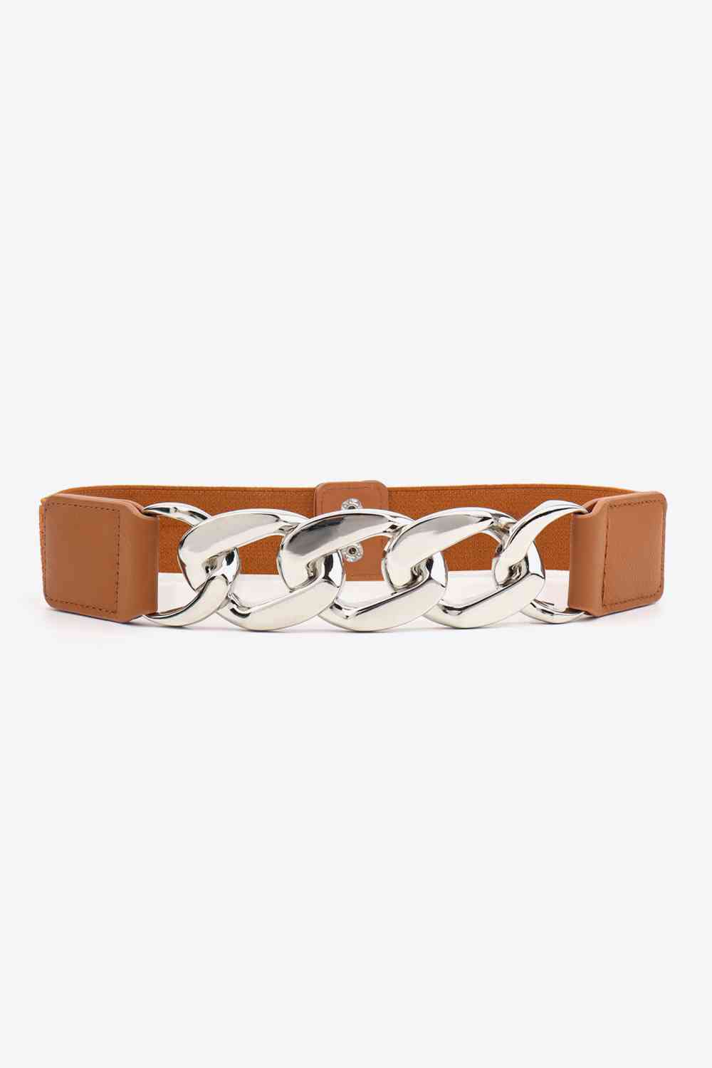 Chain Detail Elastic Belt Ochre/Silver One Size