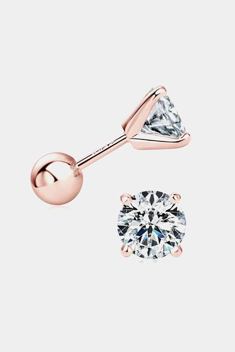 2 Carat Moissanite 925 Sterling Silver Stud Earrings Rose Gold One Size