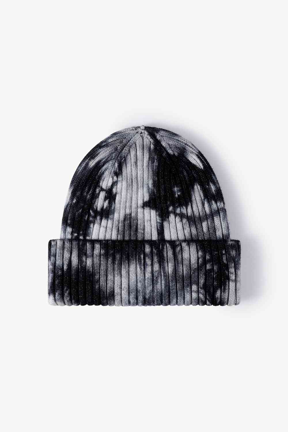 Tie-Dye Ribbed Cuffed Beanie Black One Size