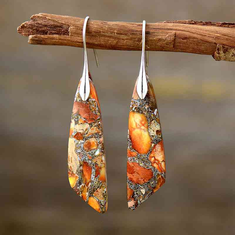 Gold-Plated Copper Dangle Earrings Tangerine/Silver One Size