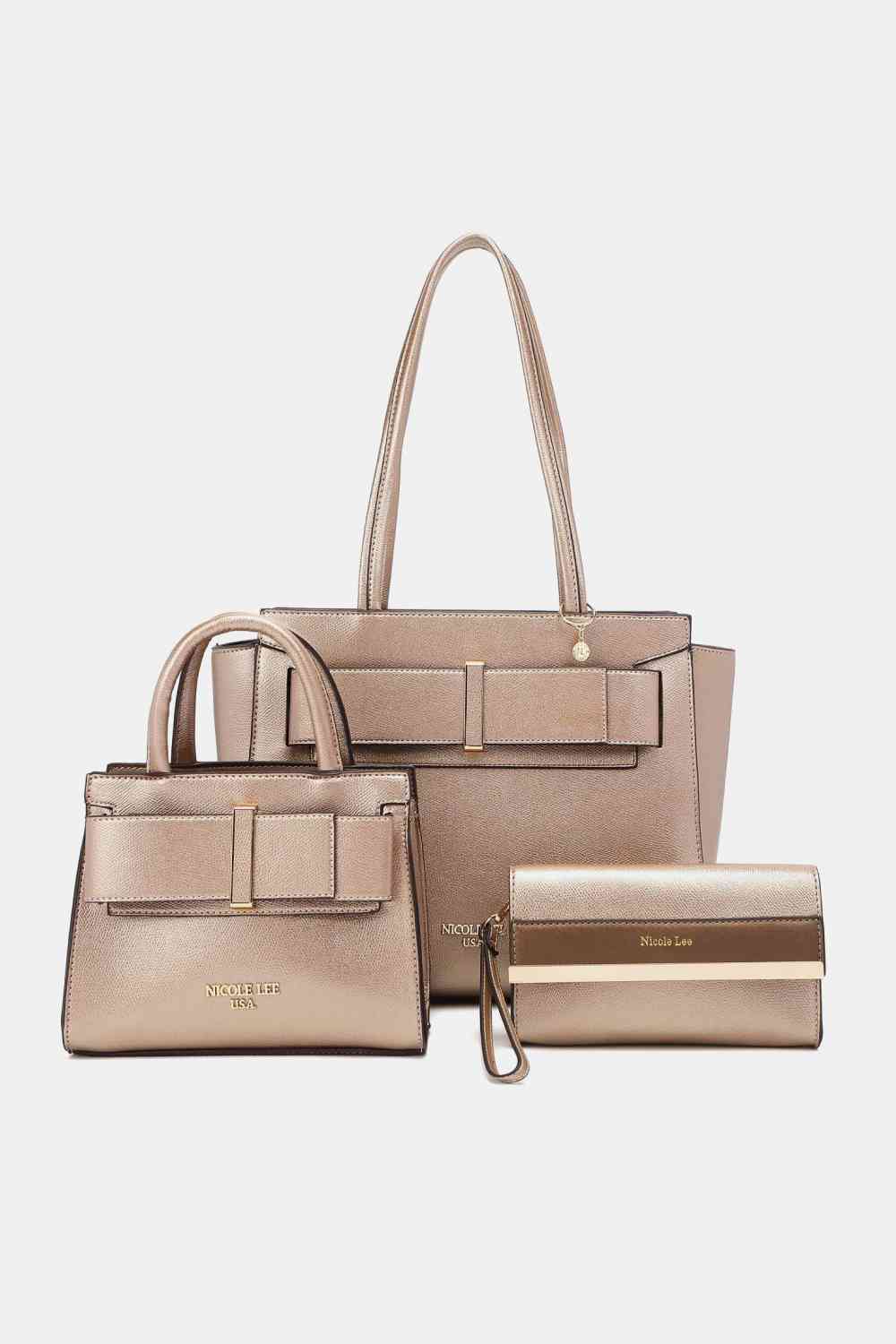 Nicole Lee USA Regina 3-Piece Satchel Bag Set Gold One Size