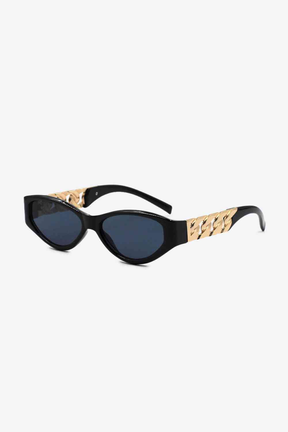 Chain Detail Temple Cat Eye Sunglasses Black One Size